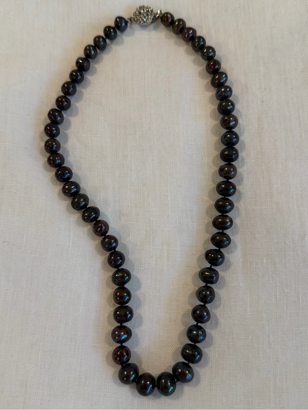 Dark Grey Freshwater Pearl Necklace with Silver Tone Clasp
